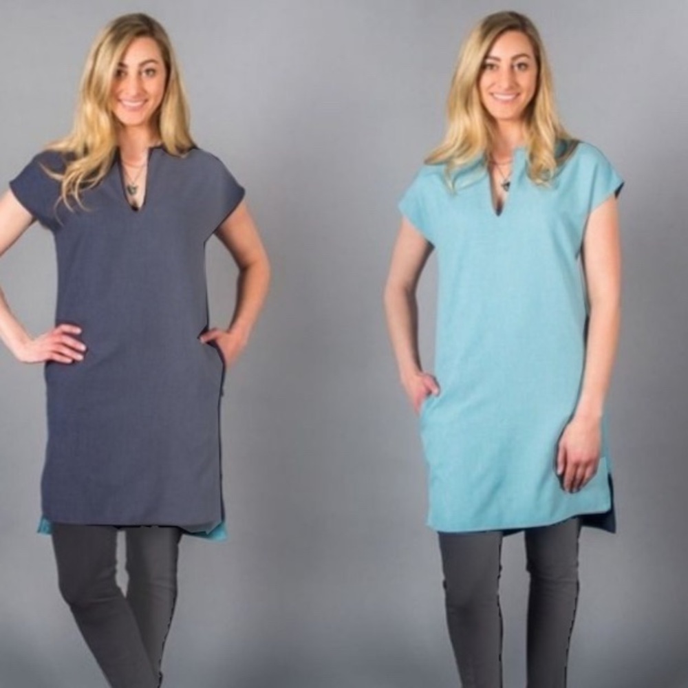 NWT Betabrand REVERSIBLE Light Blue / Navy Blue Fabric 2 in 1.